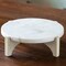 9.8" Handcrafted White Marble Cake Stand Wooden Base - Elegant Serving Solution